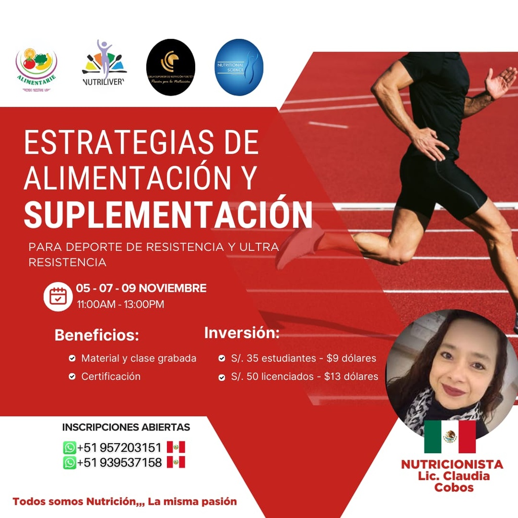Curso Taller de estrategias de Alimentación y Suplementación en Deportes Resistencia y ultra resistencia